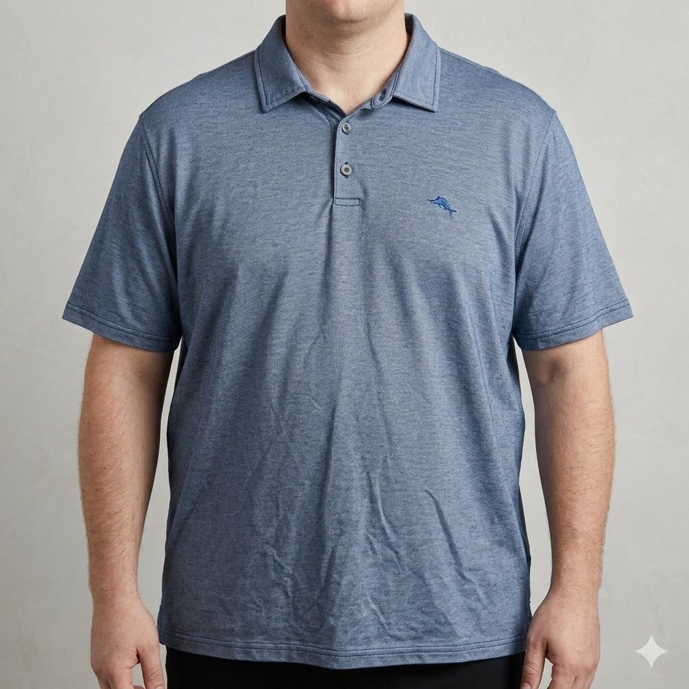 Tommy Bahama Pima Cotton Polo XXL Blue Embroidered Marlin